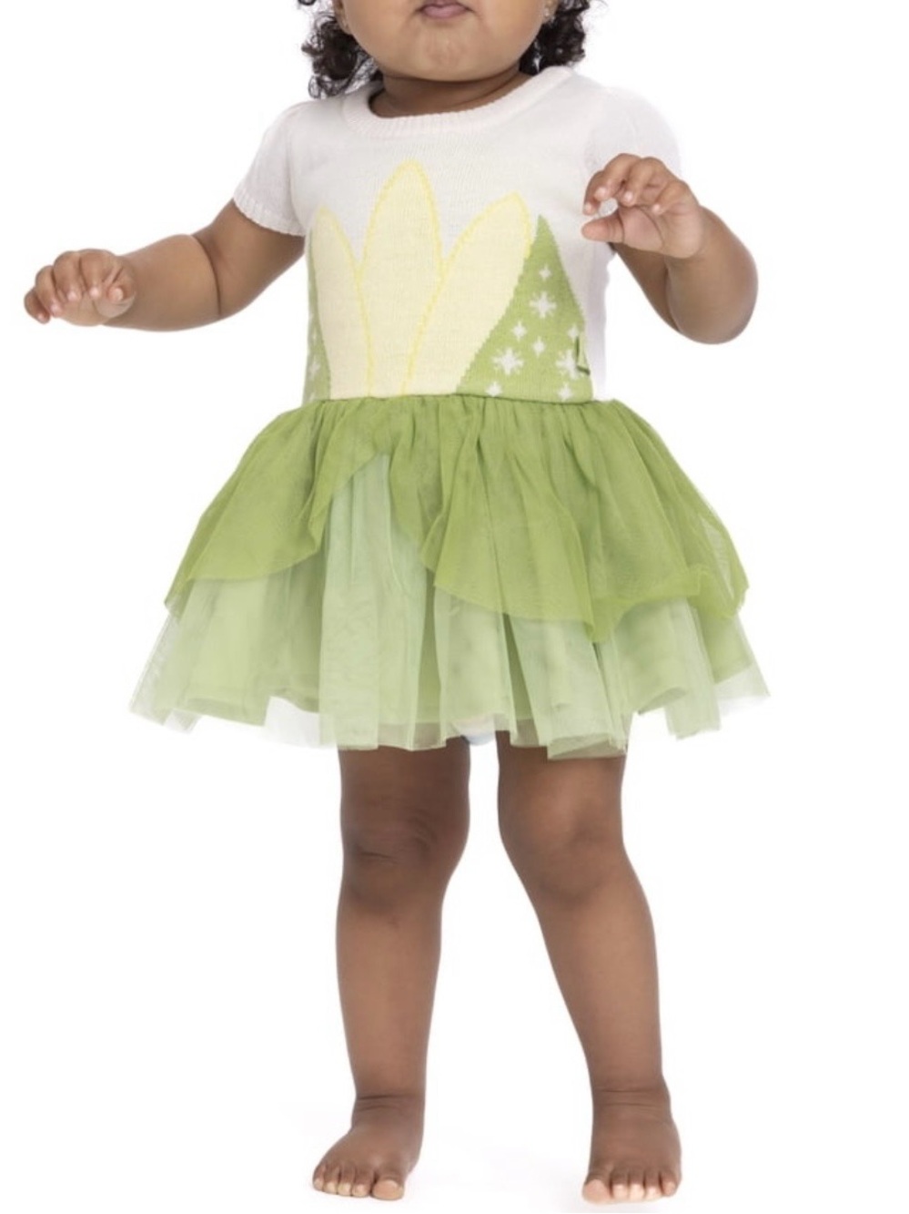 Disney Princess Tiana toddler cosplay costume causal dress Tulle Tinker-bell.
